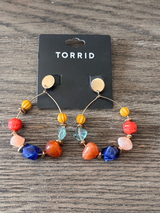 torrid Jewelry - Torrid Multi-Colored Beaded Gold Hoop Earrings Boho Style ✨ NWT